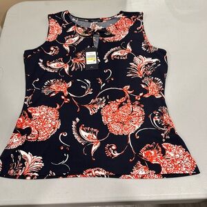 Floral Sleeveless Top in Red and Black